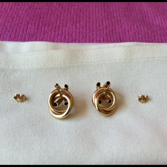 Loopy Gold Knot Earrings - Picture 10 of 16